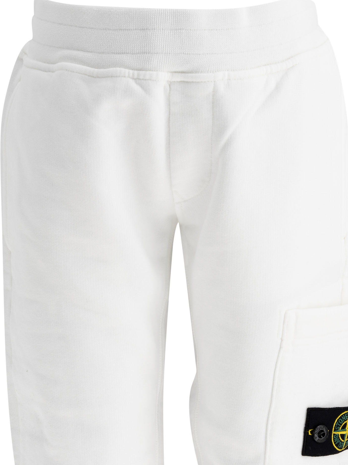 STONE ISLAND JUNIOR White Compass joggers